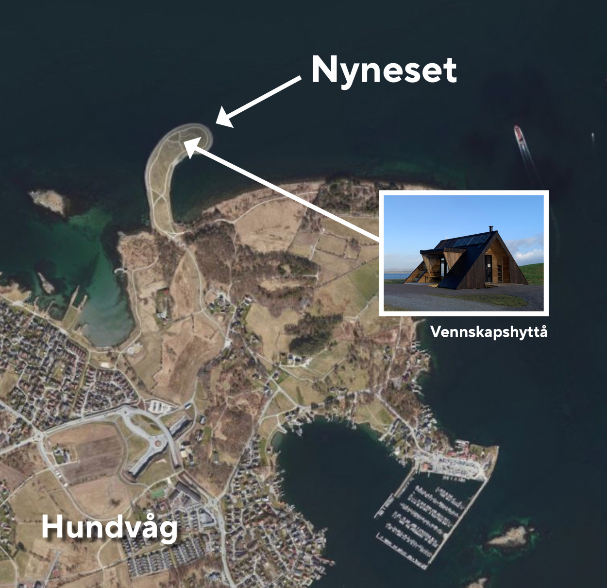 Kart som viser Nyneset på Hundvåg.