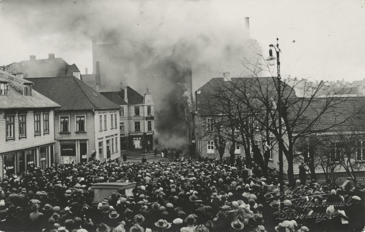 Bilde fra brannen i Hospitalgaten i 1929