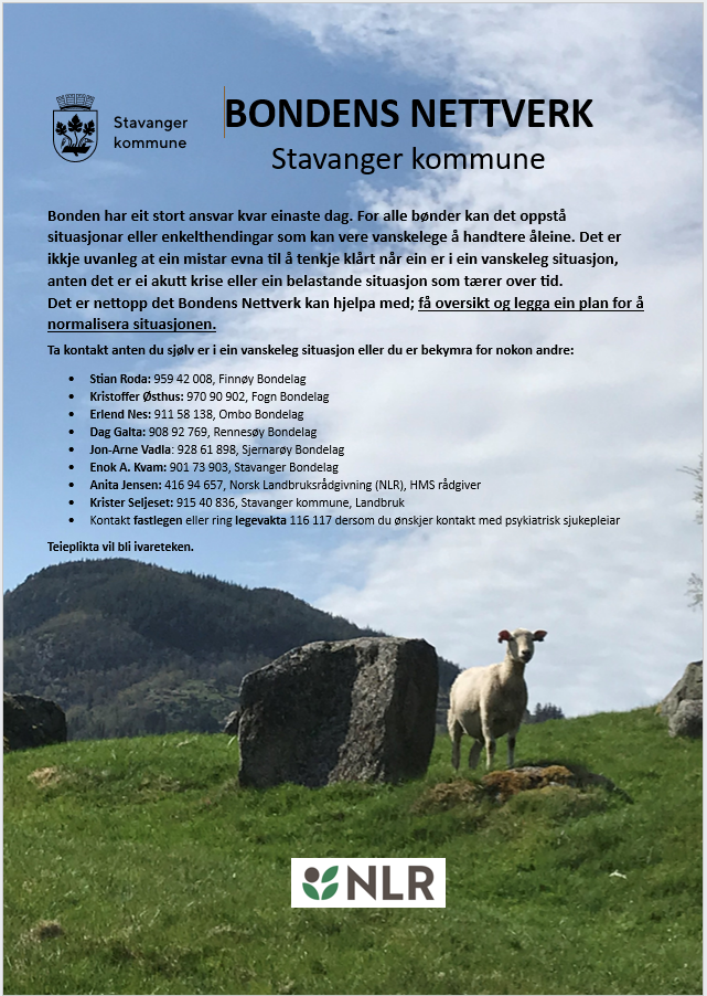 En plakat som har kontaktinformasjon til alle ansvarlige for bondens nettverk