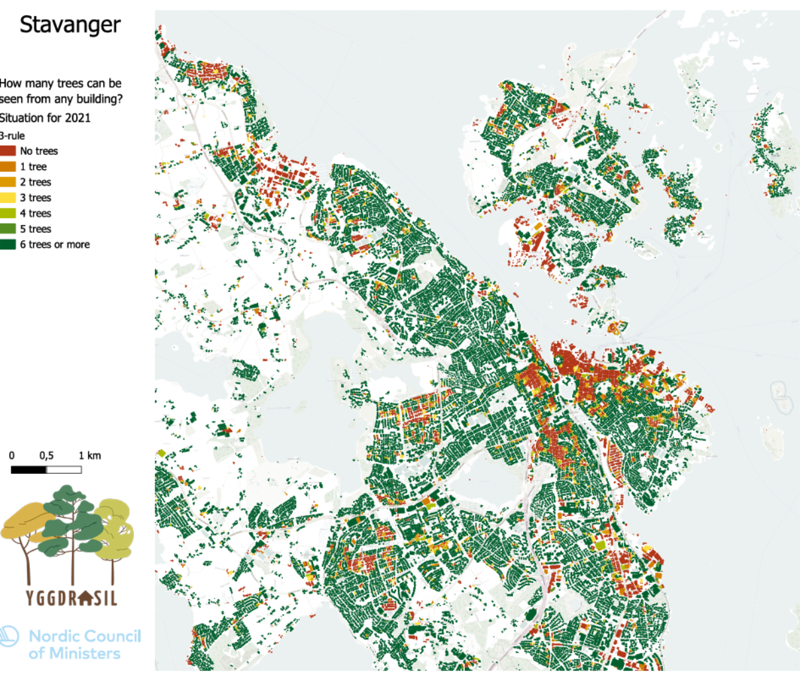 kart over trær i stavanger