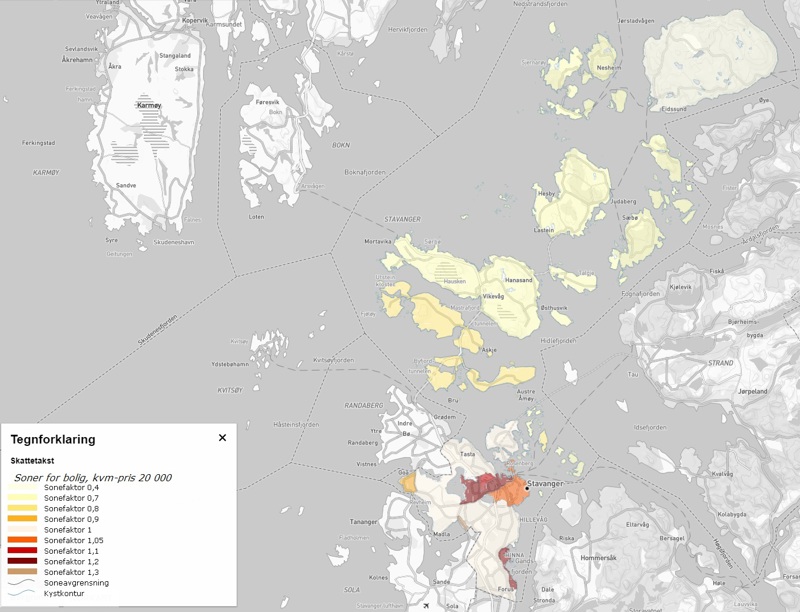 Bildet viser soneinndeling for boligeiendom.  