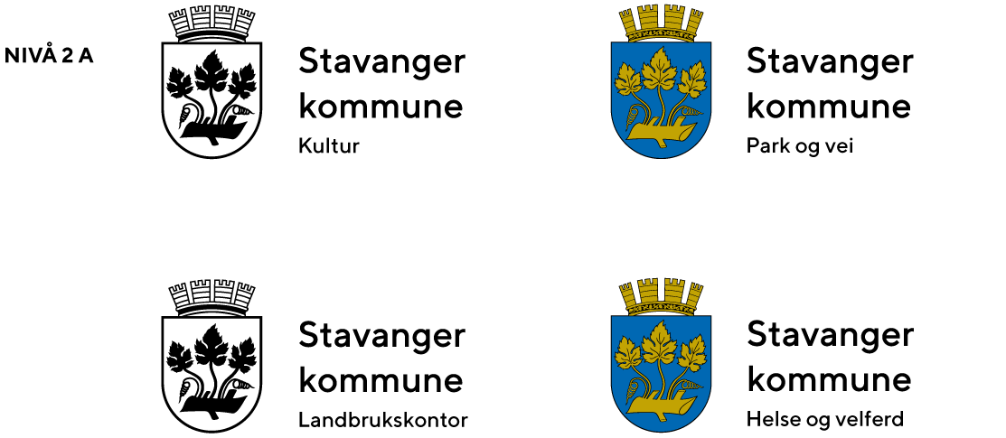 Logoeksempler med fagavdeling/virksomhetsnavn under "Stavanger kommune"