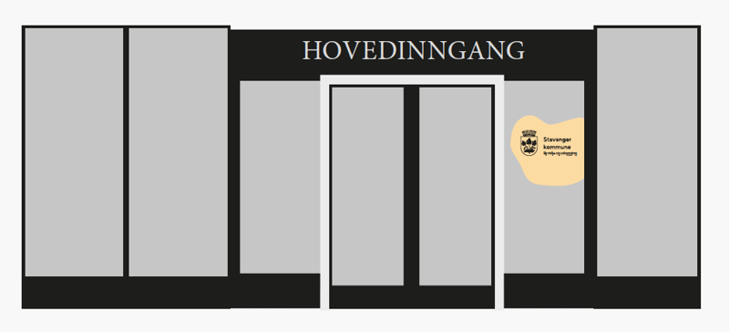 Foliering ved inngangsparti, med øyform. 