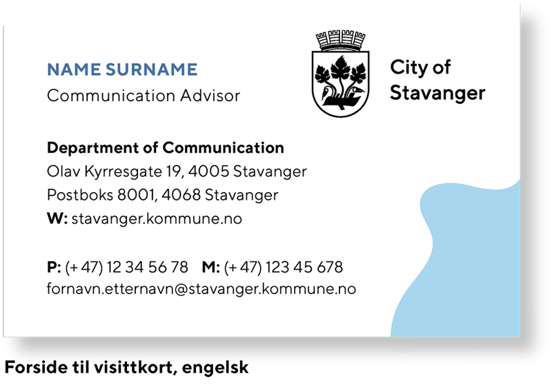 Visittkort forside engelsk