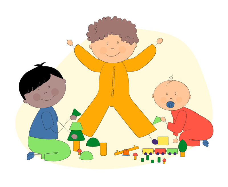 Tegning av barn i barnehage