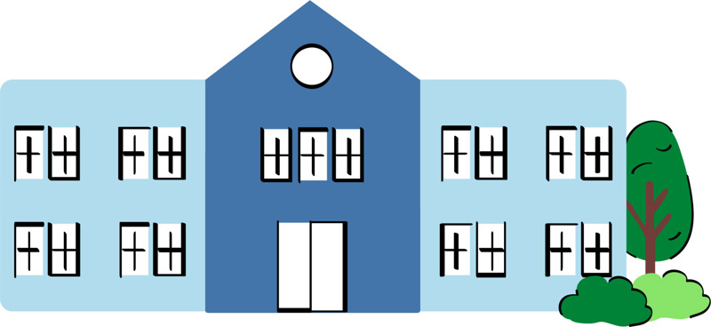 Tegning av fasaden på en skole