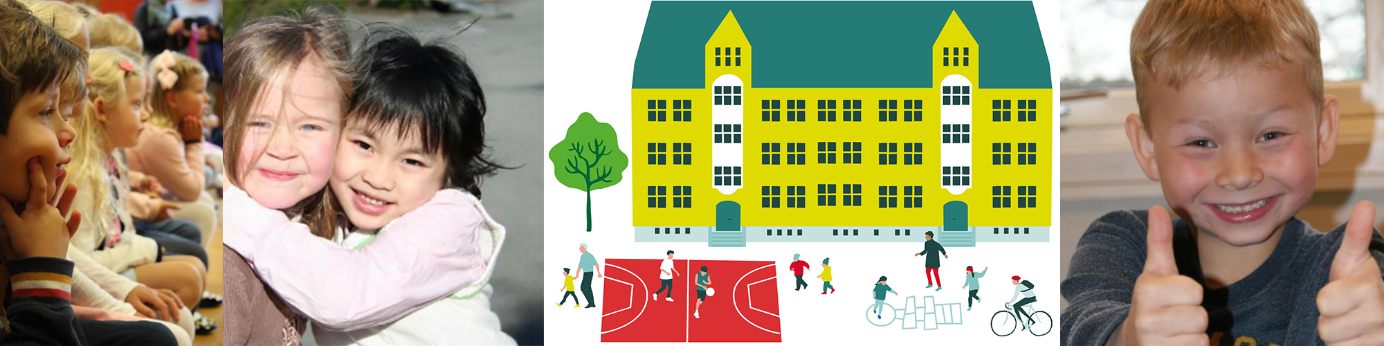Skole i Stavanger. Illustrasjon : Berit Sømme