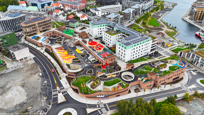 Dronebilde av Lervigskvartalet