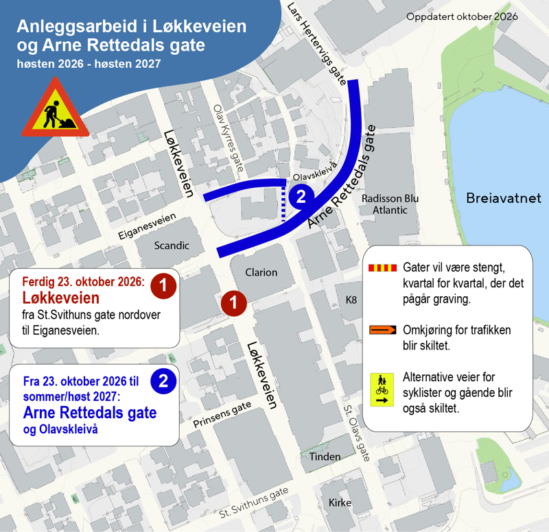 Illustrasjon og kart over trafikkstengt Arne Rettedal