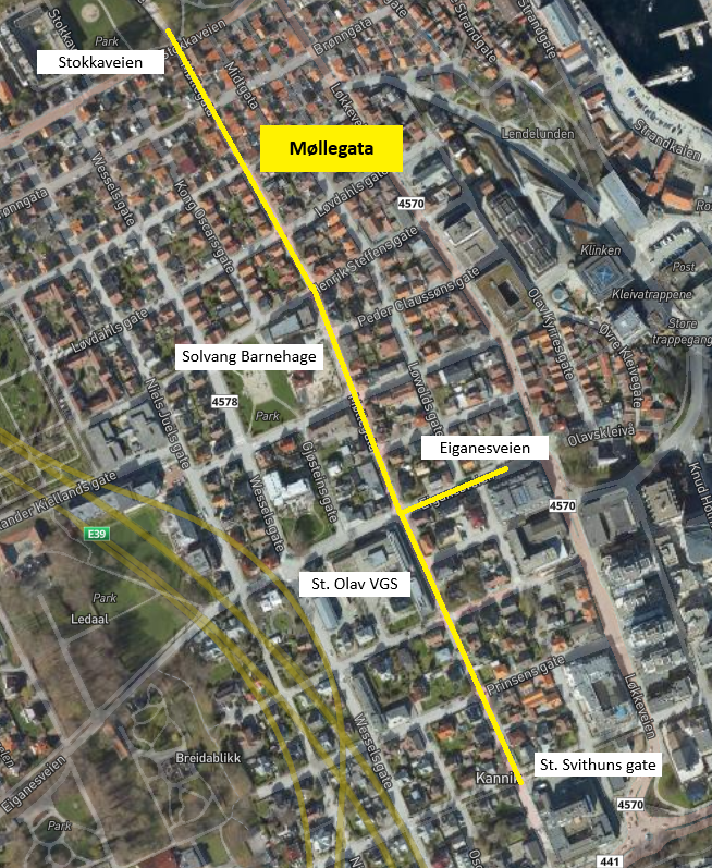 Kart som viser hvor det skal graves.