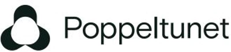 Logo for Poppeltunet, tre halvmåner danner en indre uregelmessig  sirkel