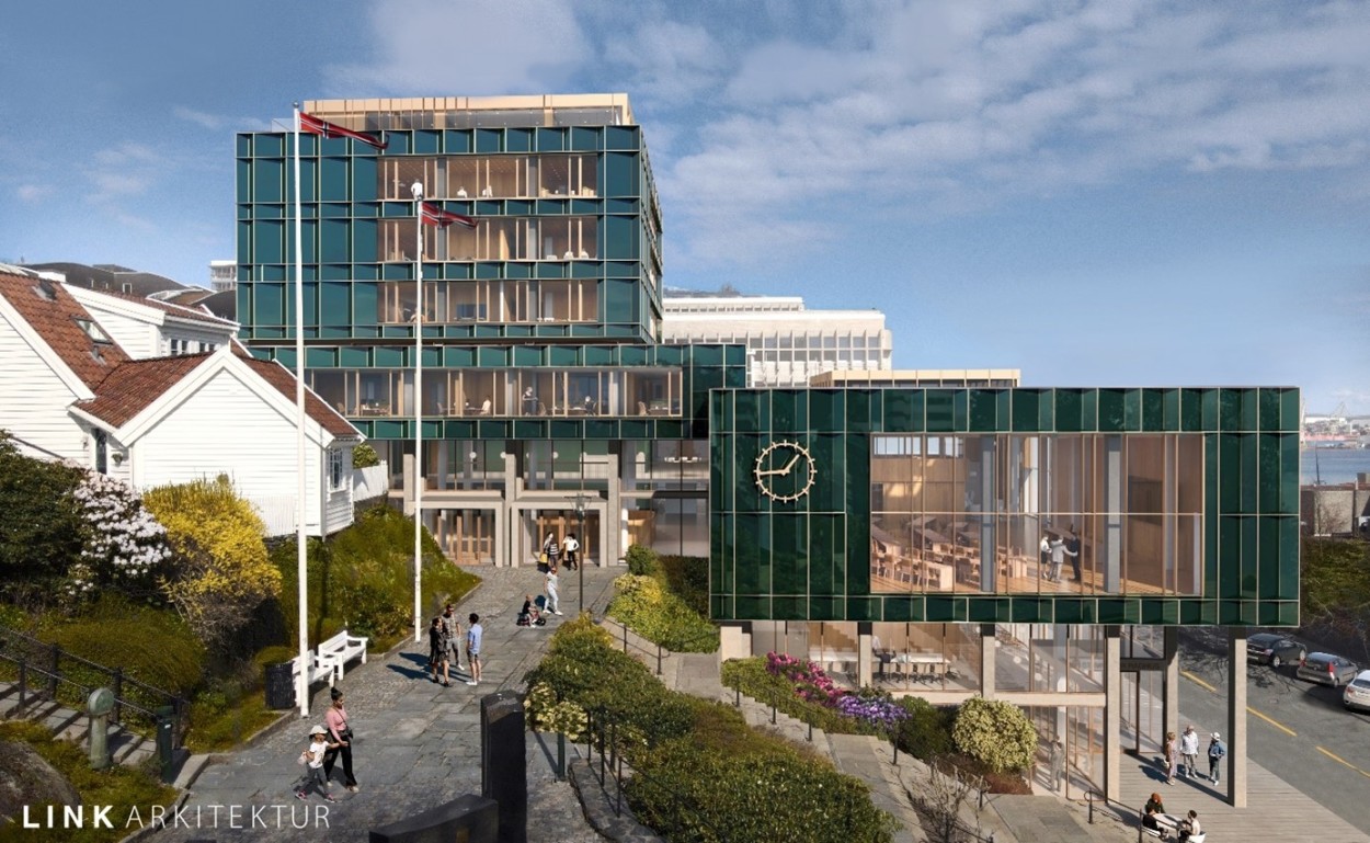 Nye Stavanger rådhus, med trapper i forgrunnen