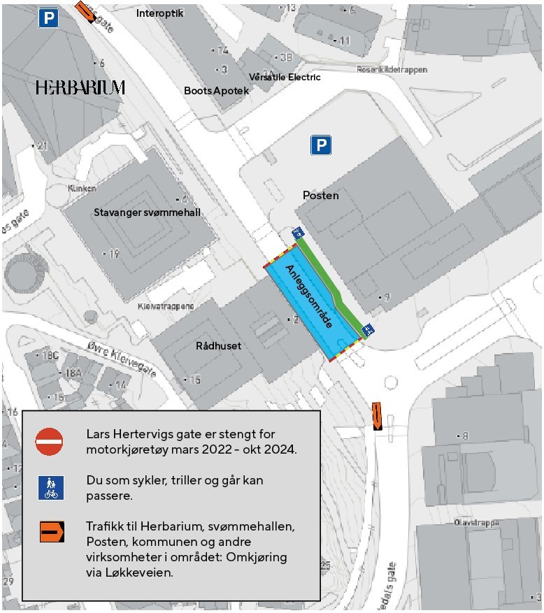 Karet over stngningsområdet i Lars Hertervigs gate