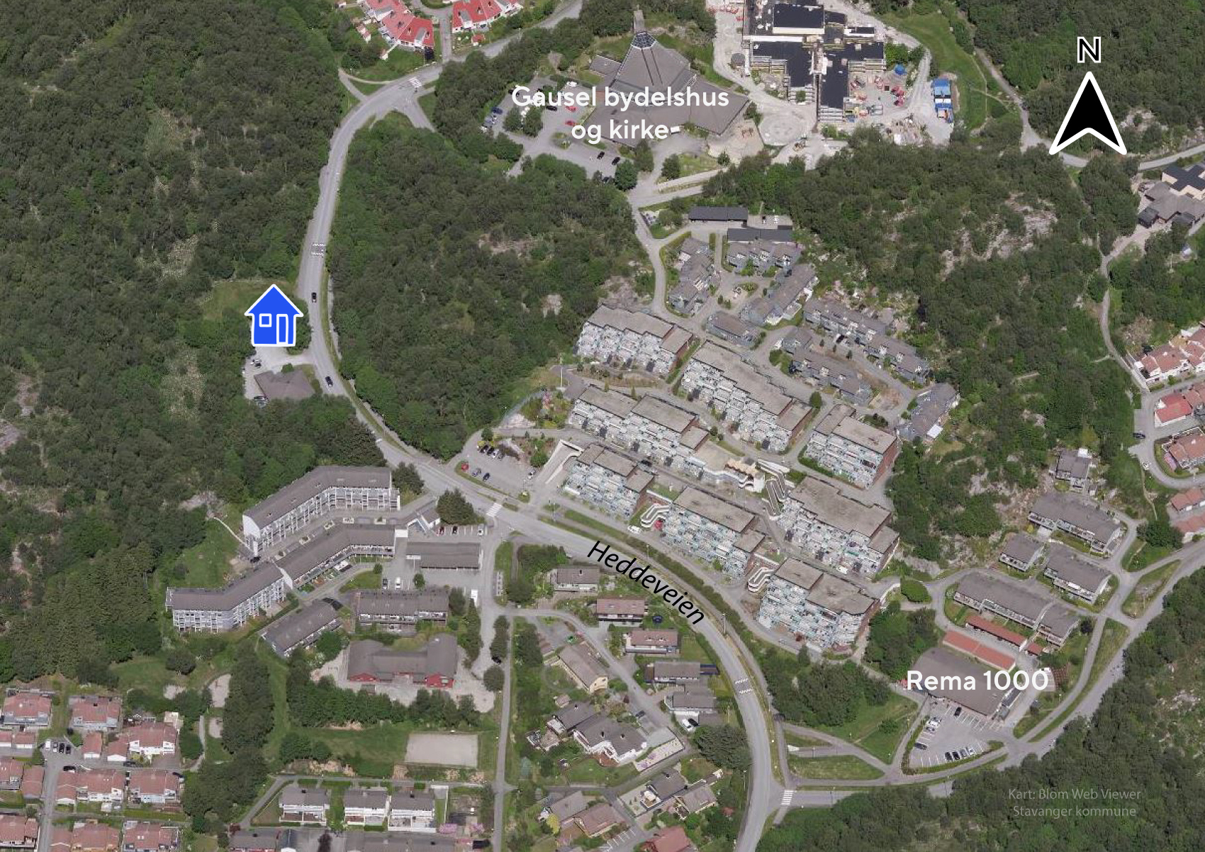 Kart som viser tomtens beliggenhet i Heddeveien