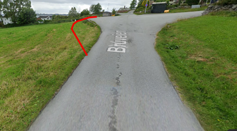 Skisse av ny snuplass i Bruveien ved Vaktusveien