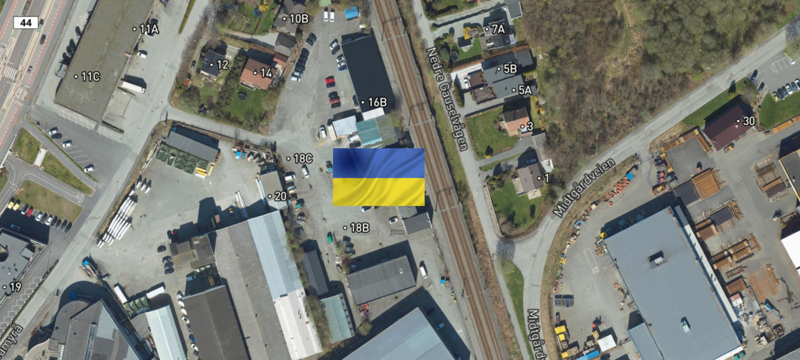 Kart over Gausel og hvor de nye boligene skal ligge.