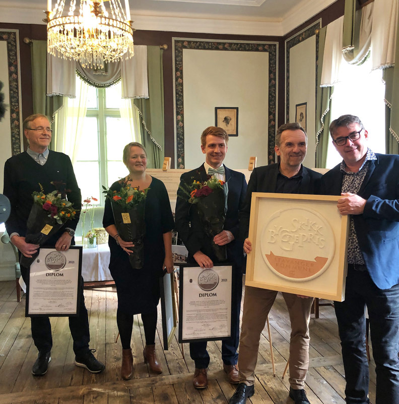 Fra venstre: Einar Eriksen fra Norconsult, landskapsarkitekt Else Dybkjær, Einar Hallgren fra AsplanViak, Leidulf Skjørestad fra Stavanger kommune og Per Arne Alstad fra Tou. (Foto: Sigrun Sætrevik)