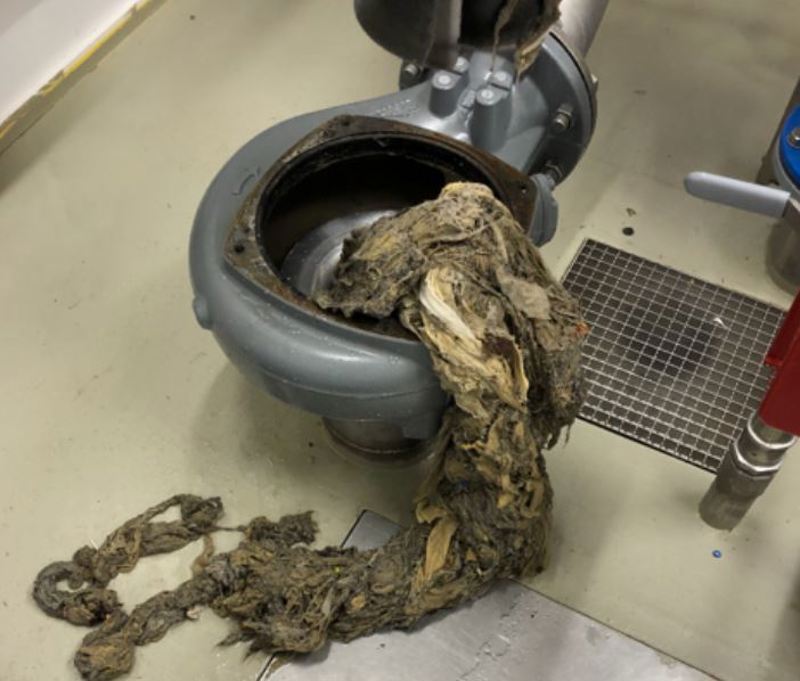 Engangskluter og annet avfall har viklet seg inn i en avløpspumpe på Gausel. Kloakkvannet og avfall som flyter i det, går på sjøen til pumpen er reparert.