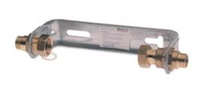 Avlang metallkonsoll som vannmåleren monteres i.