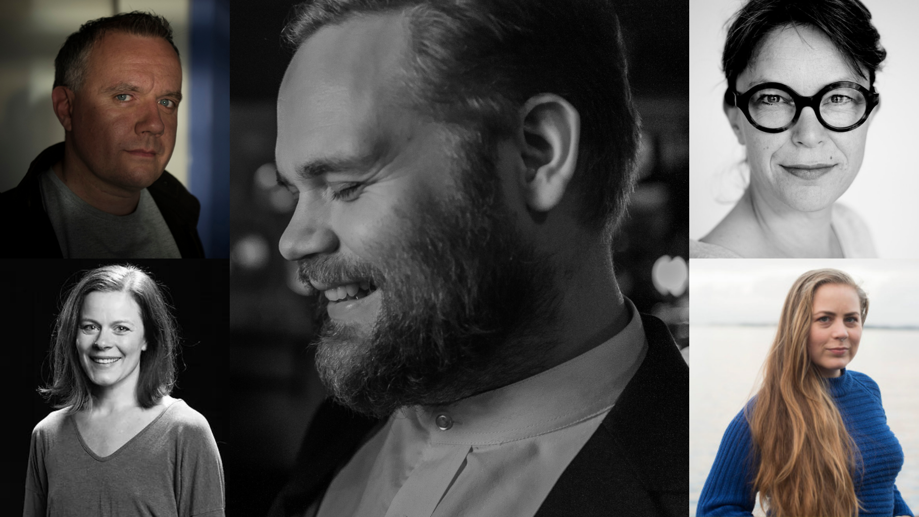 Øverst fra venstre: Erlend Frafjord (foto Marie von Krogh) / Jens Borge (foto Eirik Lye) / Tove Kommedal (foto Kenneth Varpe) / Therese Markhus (foto Arne Bru Haug) / Siri Borge (foto: Hans Edward Hammonds) Stipendprisvinnere 2023.