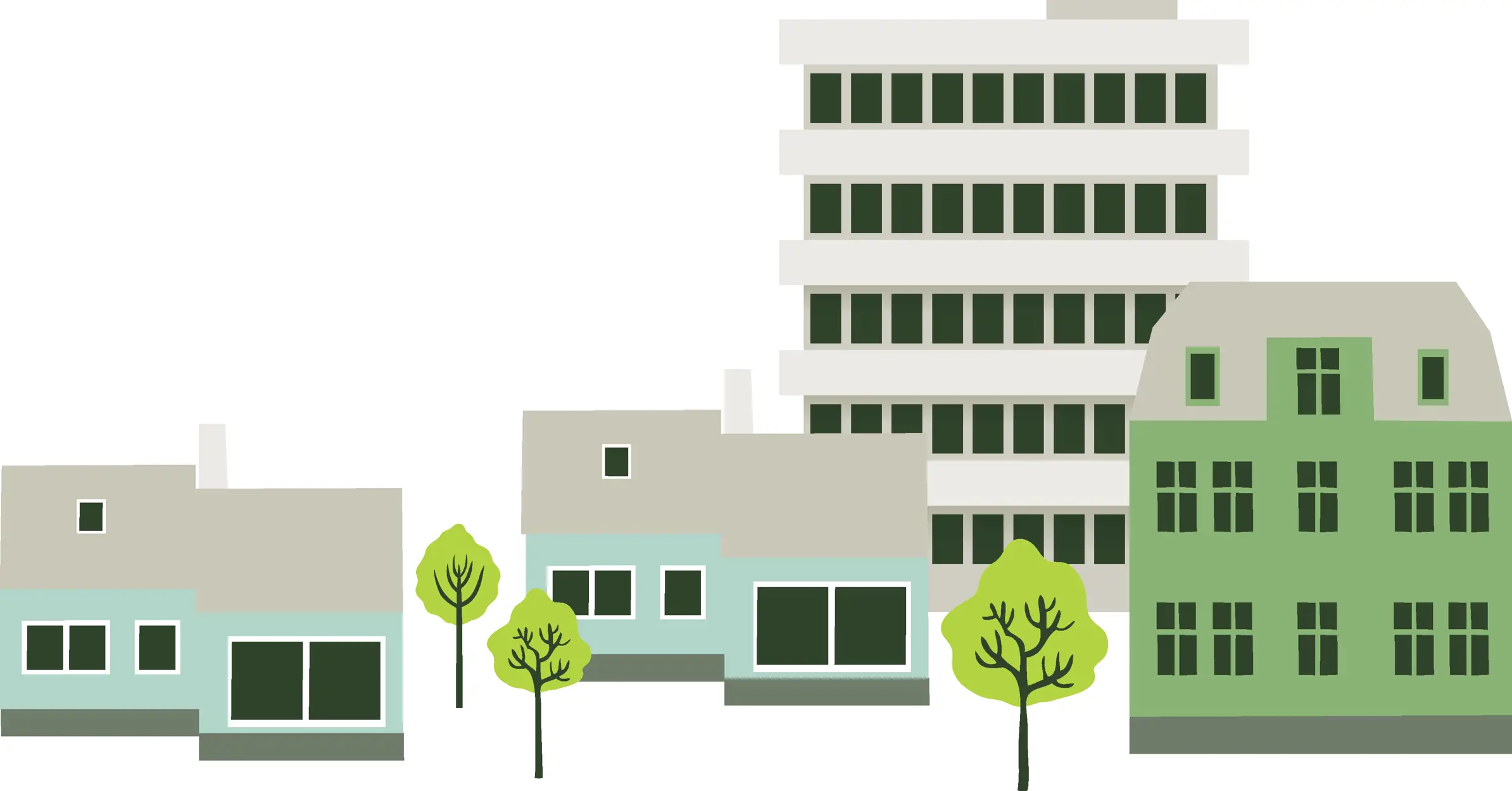 Illustrasjon av ulike typer hus