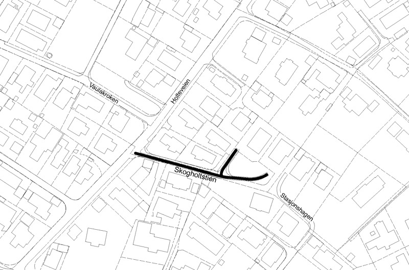 Kart som viser beliggenheten til Skogholtveien