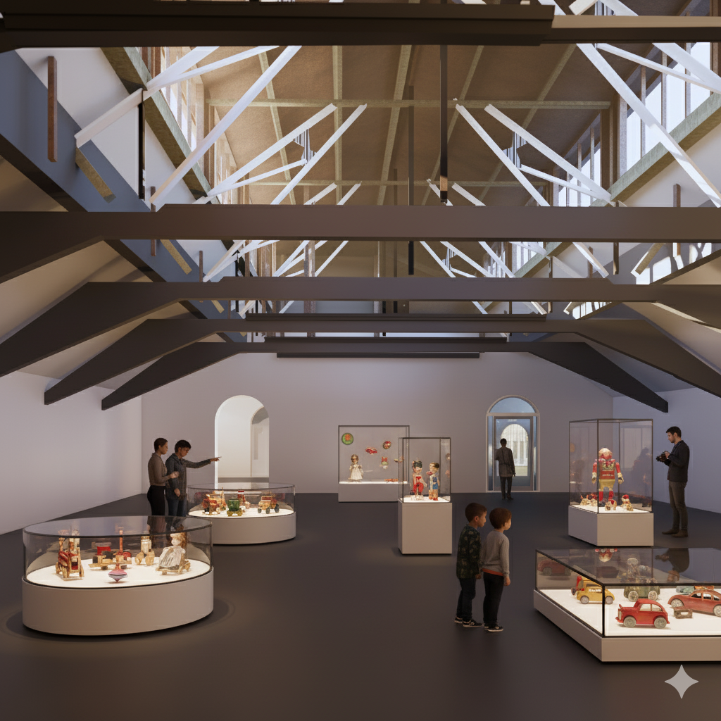 Bilde av øverste etasje i museumsbygningen. Illustrasjon: Lundhagem Arkitekter, DRDH, Jonas Thor