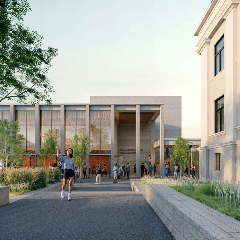 Bilde som viser inngangspartiet til et framtidig museum og teater i Stavanger