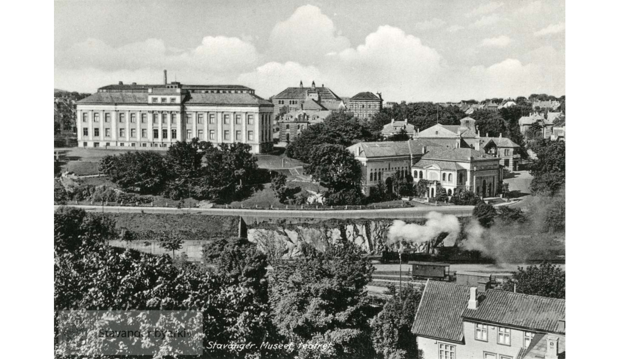 Teateret, Stavanger museum og Stavanger sykehus fotografert ca. 1910-1930
