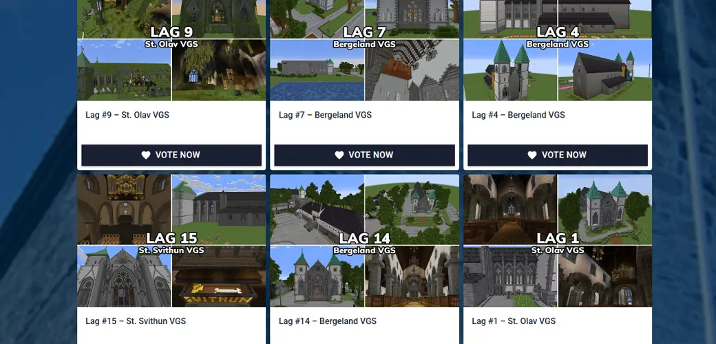 Finalister Domkirken i piksler. Deltakere fra Bergeland, St. Olav og St. Svithun.