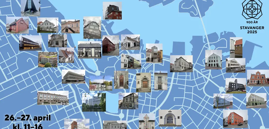 Kart som viser prikker der alle de åpne husene er