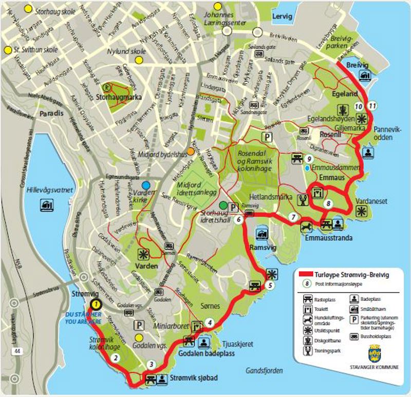 Kart over turveien Strømvig - Breivig.