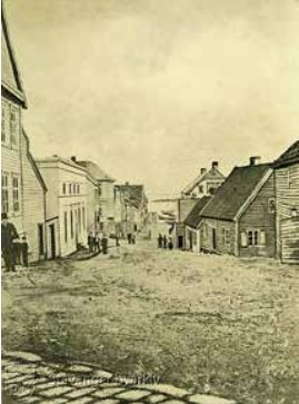 Slik så Breigata ut etter storbrannen i 1860. Foto: Stavanger Byarkiv