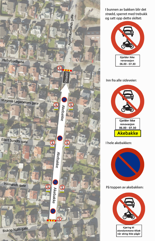 Kart over akebakken i Agent Kiellands gate