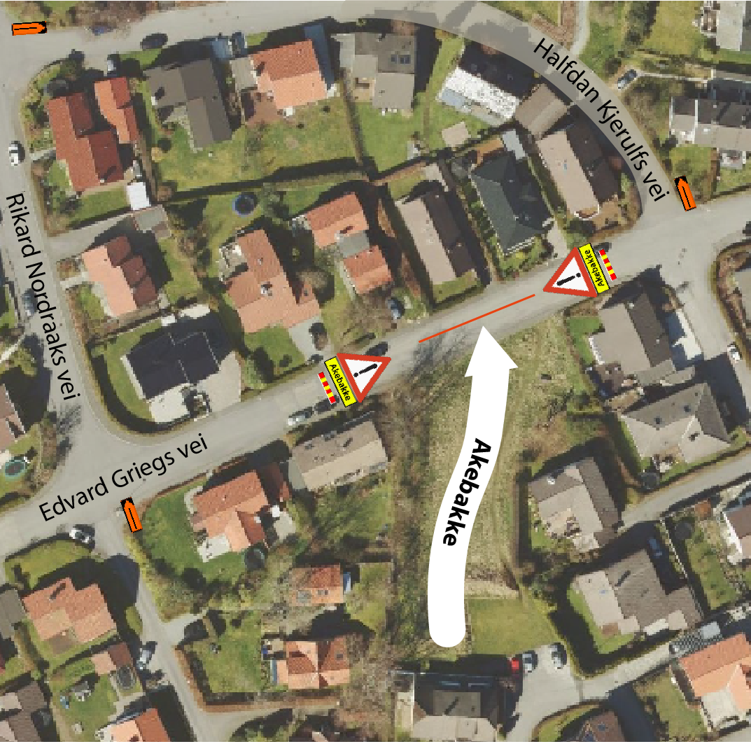 Kart over akebakke ved edvard griegs vei