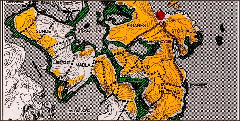 Eldre kart som viser turveier og grønne årer gjennom Stavanger