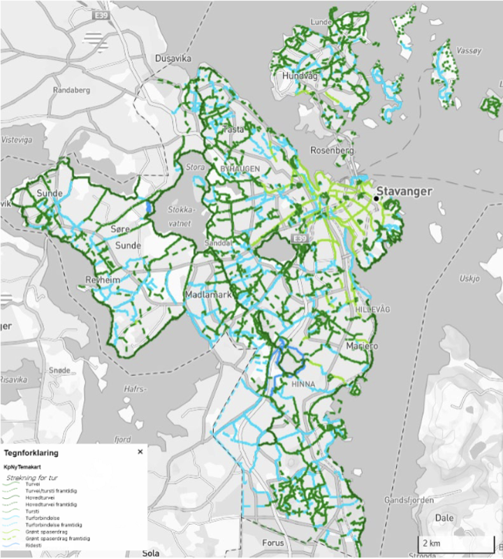 Kart over turnettet i stavanger