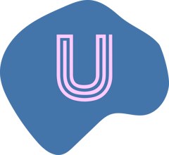 Blå øyform med lilla U - logo for Ungjobb Blå øyform med lilla U - logo for Ungjobb