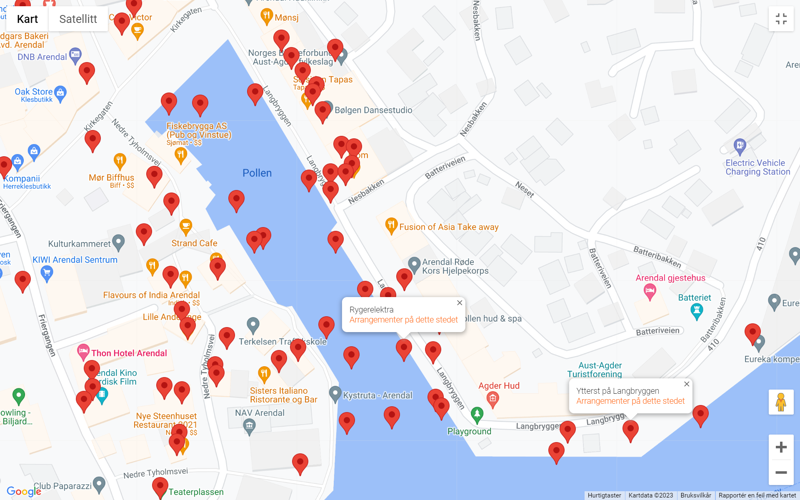 Kartutsnitt Arendalsuka.