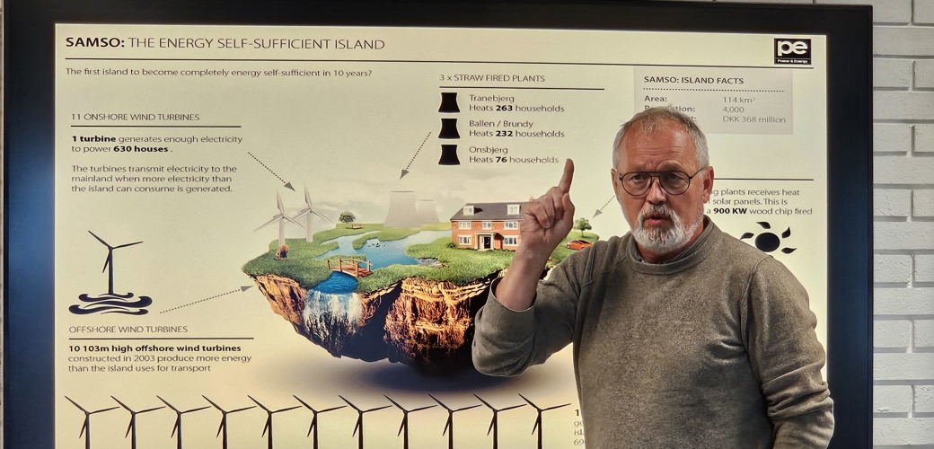 Søren Rasmussen fra Energiakademiet på Samsø tok turen til Finnøy for å inspirere til omstilling på øyene i Stavanger-regionen.  Foto av Søren Rasmussen