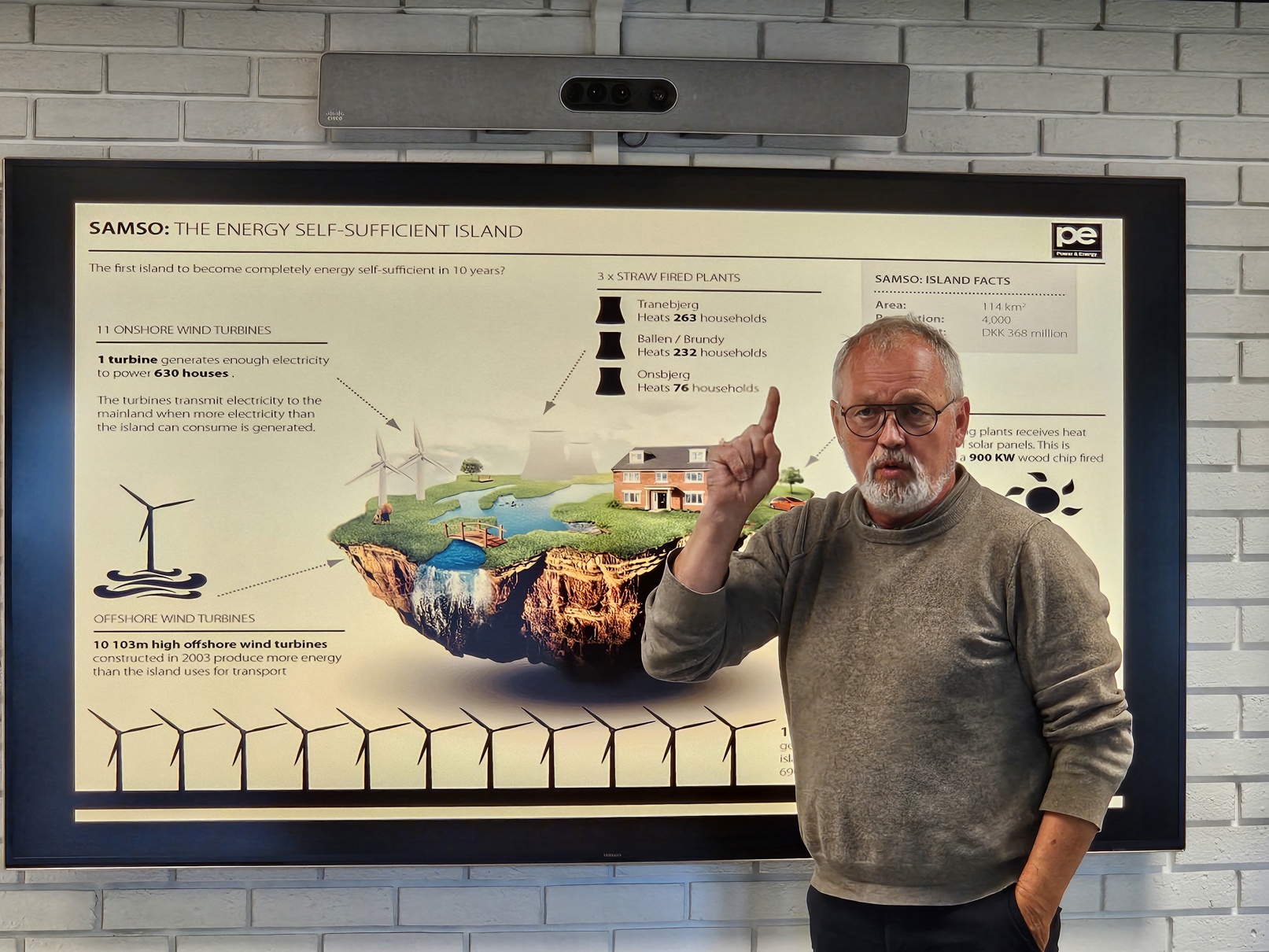 Søren Rasmussen fra Energiakademiet på Samsø tok turen til Finnøy for å inspirere til omstilling på øyene i Stavanger-regionen.  Foto av Søren Rasmussen