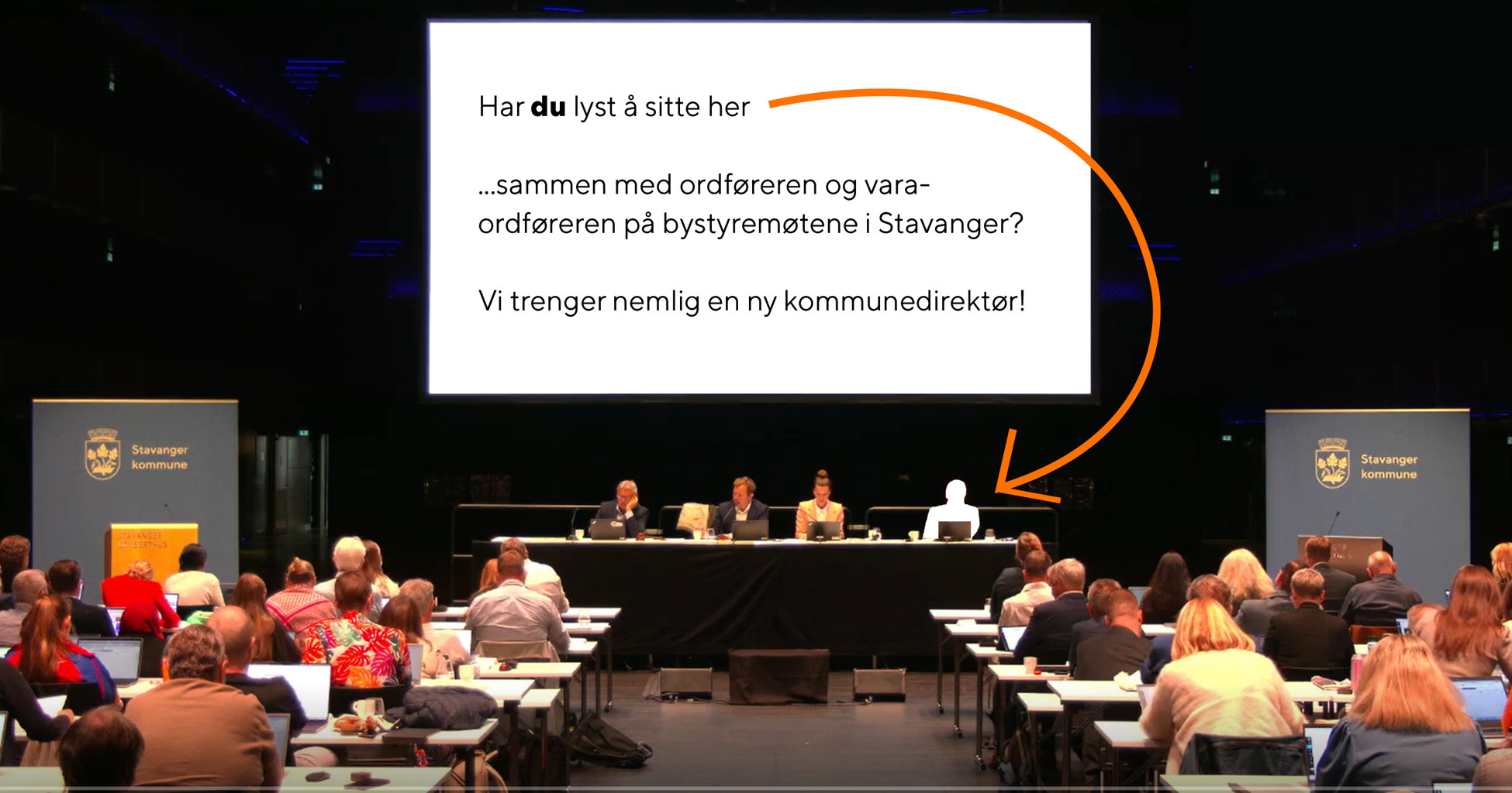 Stavanger kommune trenger ny kommunedirektør! Bilde av bystyret i Stavanger kommune.