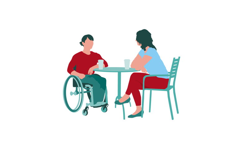 To kvinner ved kafebord. 