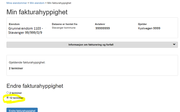 Min fakturahyppighet.