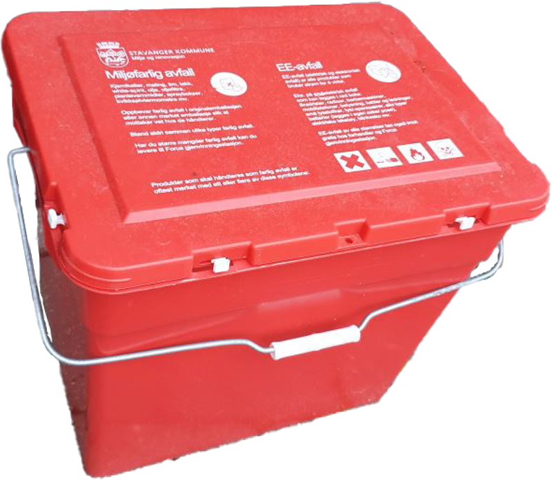 Rød plastbeholder med lokk