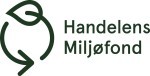 Logoen til Handelens miljøfond. Grønn pil med grønt blad, og teksten Handelens miljøfond.