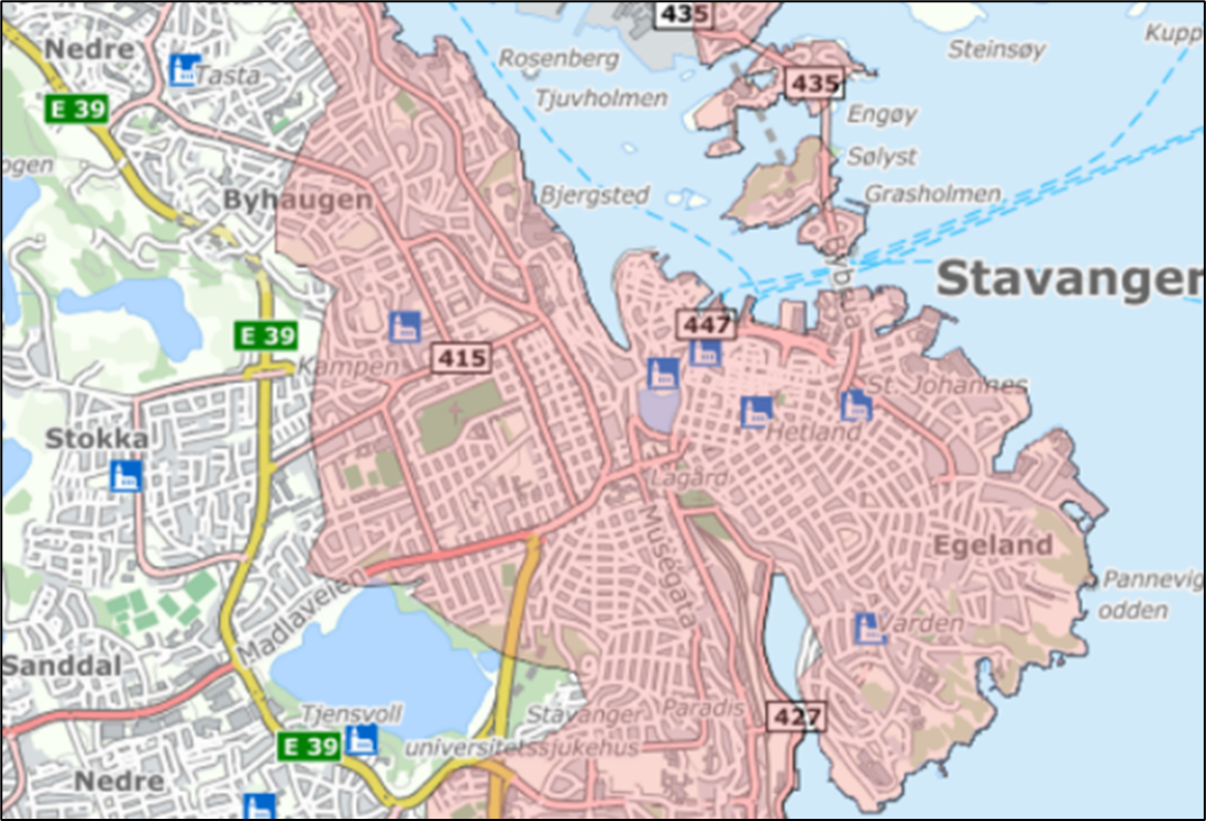 Figur 11 Aktsomhetskart for Stavanger
Kilde: Stavanger kommune
