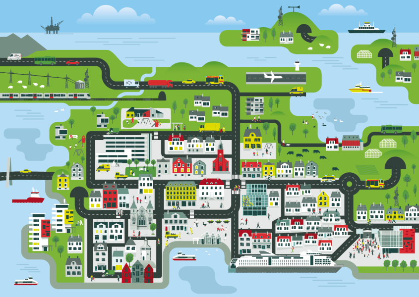 Denne illustrasjonen viser Stavanger kommune i normal drift