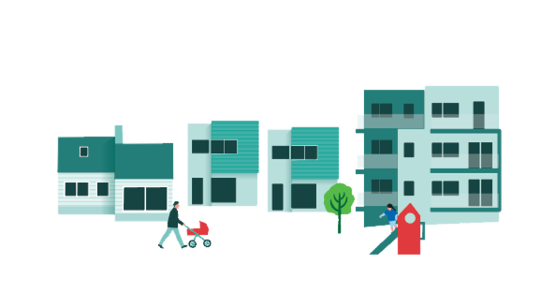 Bolighus: rekkehus og blokk