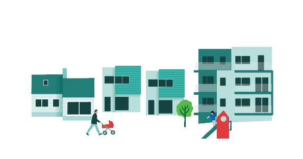 Bolighus: rekkehus og blokk